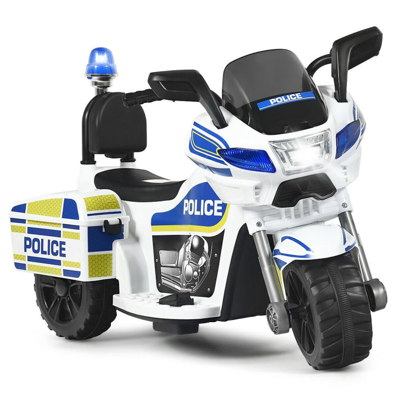 6V 3-Wheel Kids Police Ride on Motorcycle with Backrest